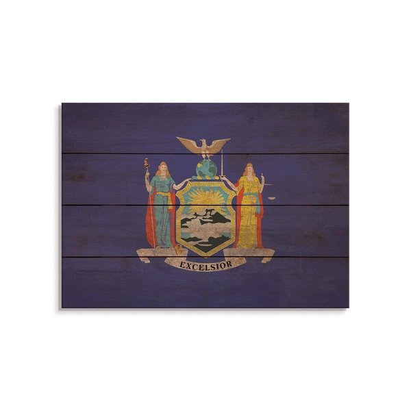 Wile E. Wood 20 x 14 in. New York State Flag Wood Art FLNY-2014